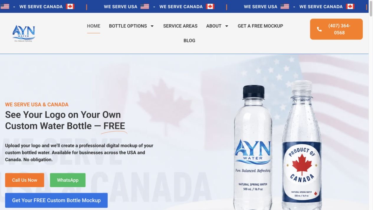 AYN Water homepage preview