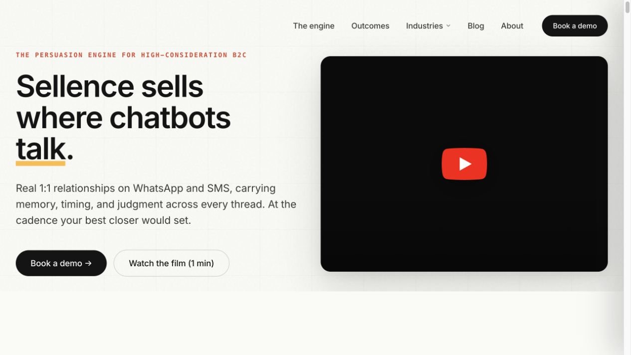Sellence homepage preview