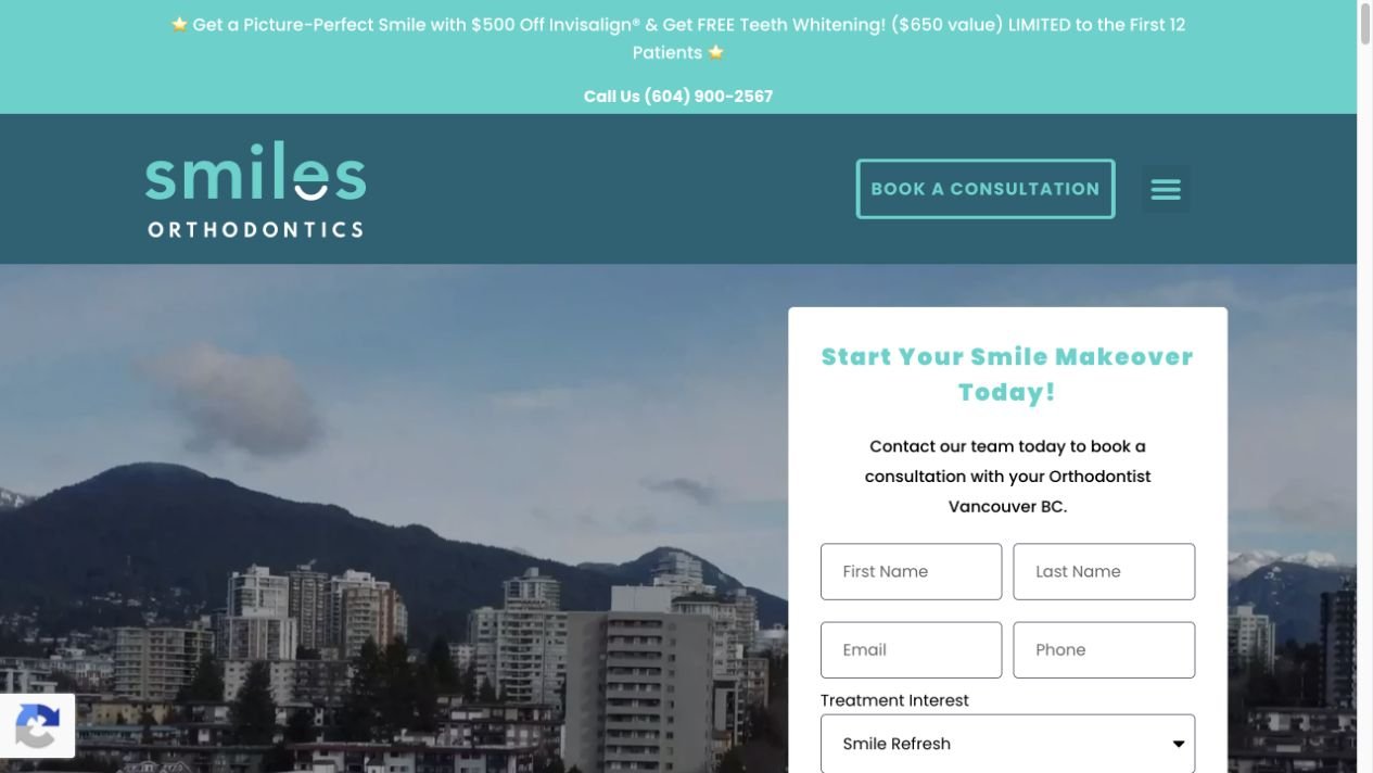 Smiles Orthodontics homepage preview