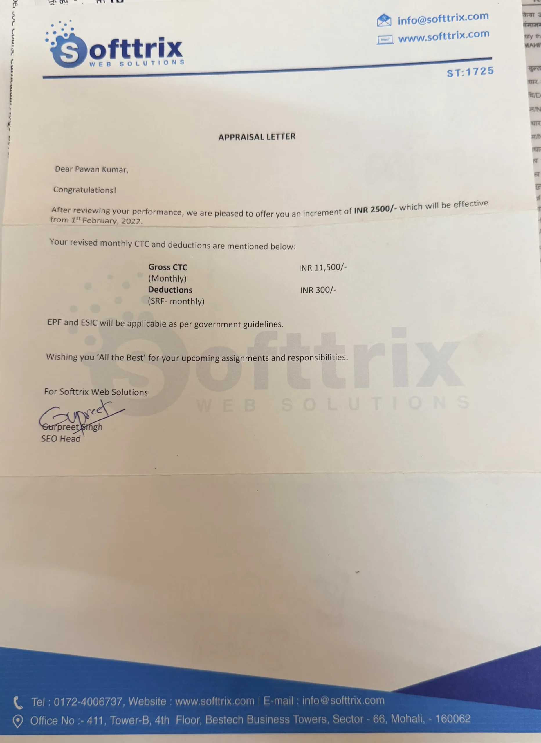 Performance Appraisal from Softtrix Web Solutions