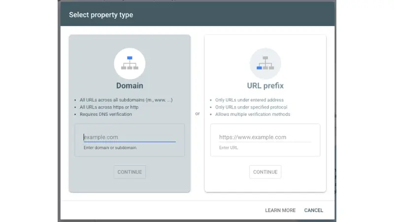 Search Console Property: Domain or URL-Prefix