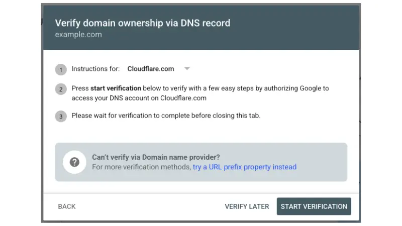 Verify a Domain property with DNS